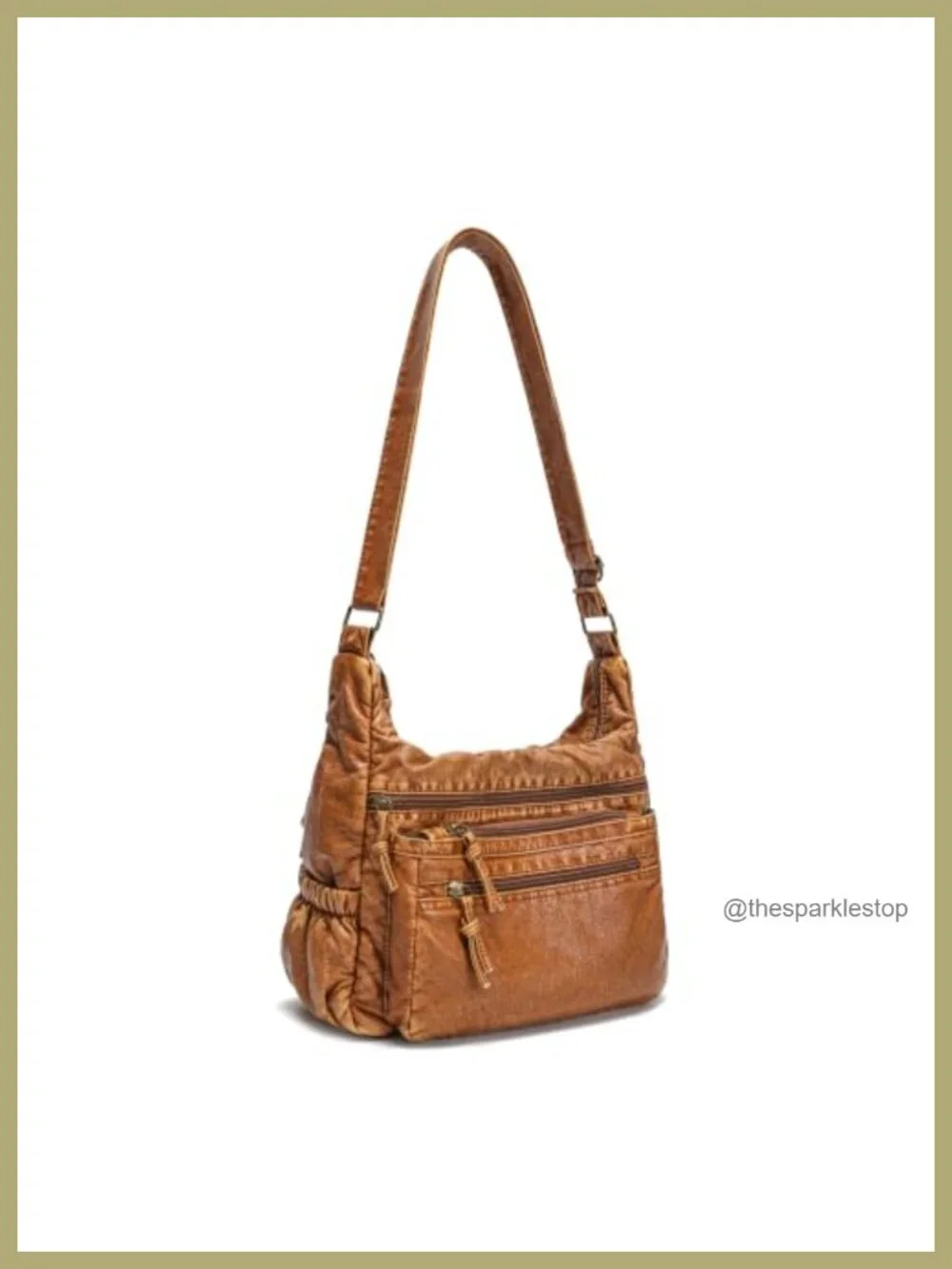 Multi-Pocket Hobo Shoulder Bag Soft Faux Leather Crossbody for Women